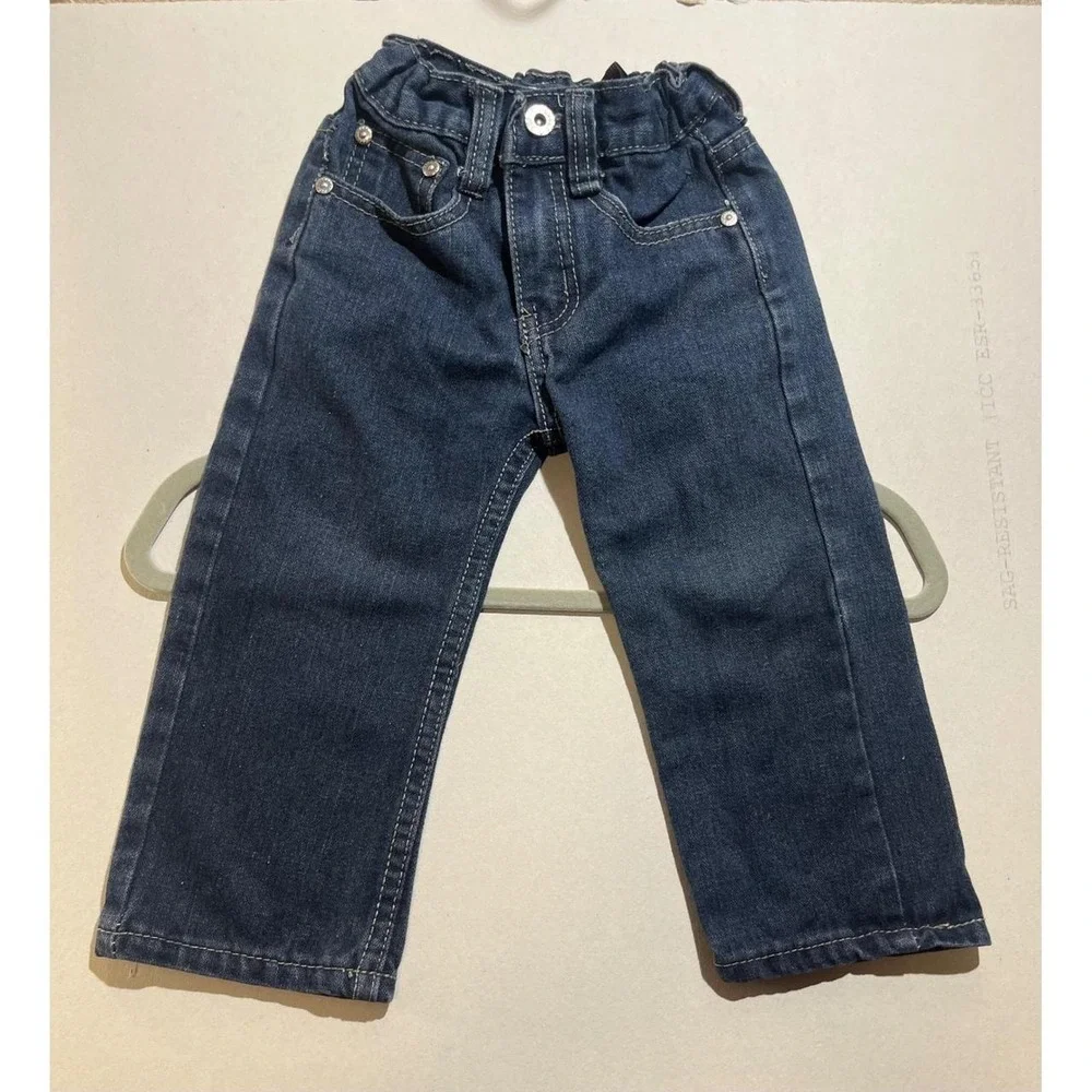 Chams Toddler Girls Dark Wash Slim Fit Denim Jeans Size 2T Embroidered Pockets